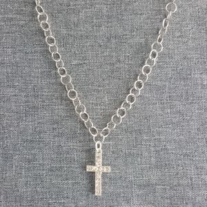 Long Silver Cross Necklace